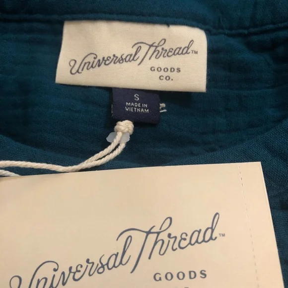 Universal Thread Teal Seersucker Prairie Top - Picture 7 of 8